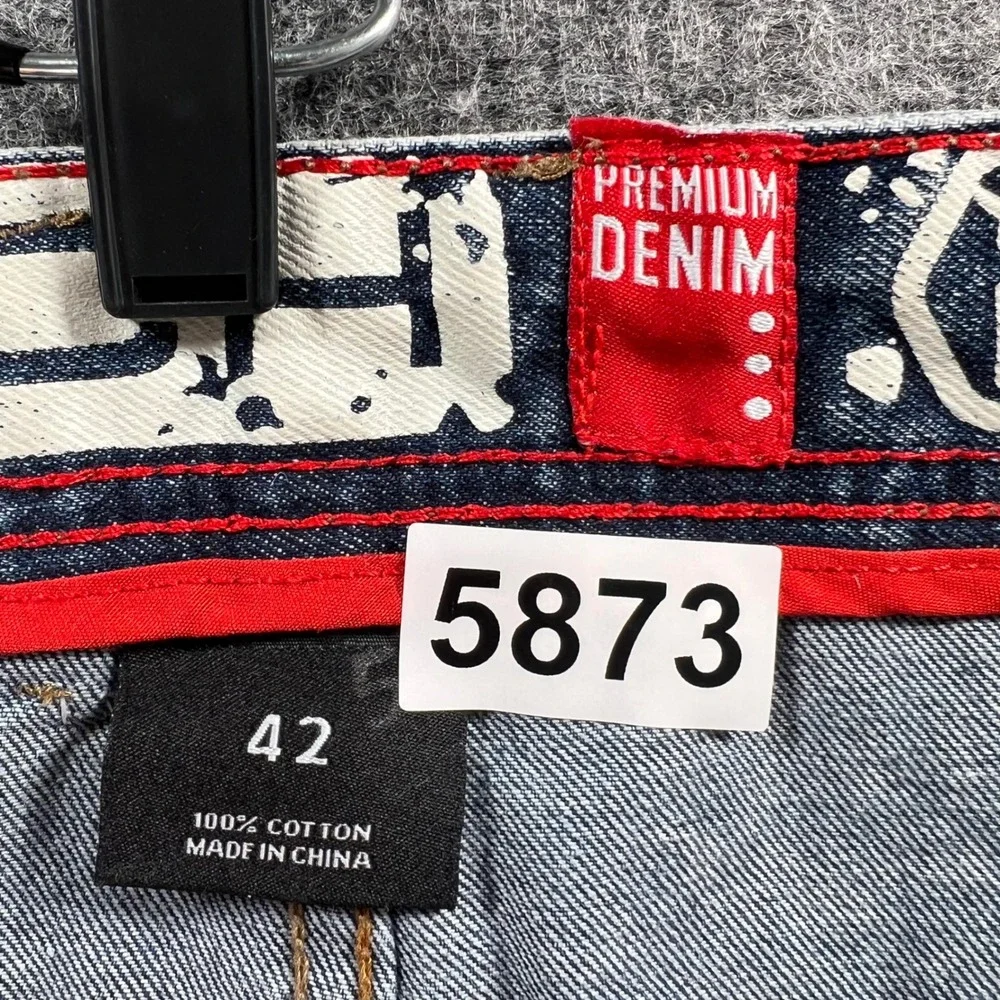 Switch Premium Denim Mens 42 Blue Acid Wash Distressed Moto Jean Shorts 5873